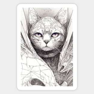 Cat Pet Wild Nature Illustration Line Epic Illustration Line Art Magnet